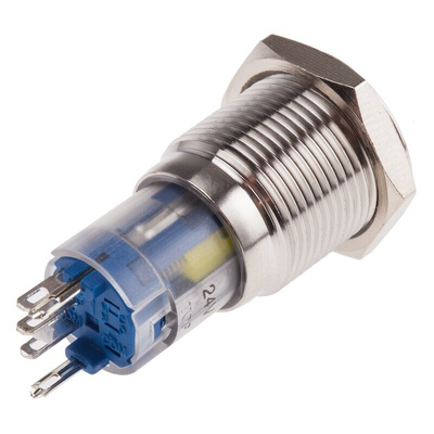 RS PRO Illuminated Push Button Switch, Latching, Panel Mount, 16mm Cutout, SPDT, Blue LED, 250V ac, IP65, IP67
