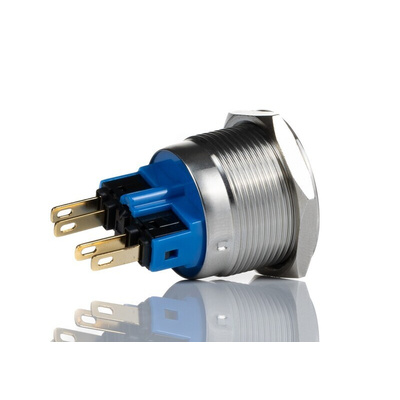 RS PRO Push Button Switch, Momentary, Panel Mount, 22mm Cutout, SPDT, 250V ac, IP65, IP67