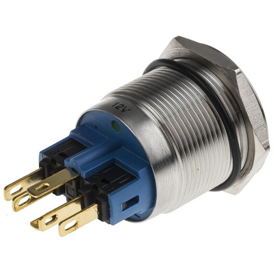 RS PRO Illuminated Push Button Switch, Latching, Panel Mount, 22mm Cutout, SPDT, Green LED, 12V, IP65, IP67
