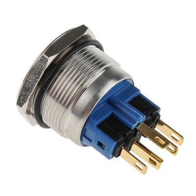 RS PRO Illuminated Push Button Switch, Momentary, Panel Mount, 22mm Cutout, SPDT, Blue LED, 250V ac, IP65, IP67