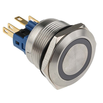 RS PRO Illuminated Push Button Switch, Momentary, Panel Mount, 22mm Cutout, SPDT, Blue LED, 250V ac, IP65, IP67