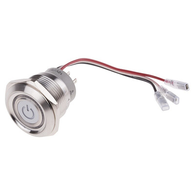 RS PRO Illuminated Push Button Switch, Momentary, Panel Mount, 30.2mm Cutout, SPDT, Blue, Green, Red LED, Max 5 A @