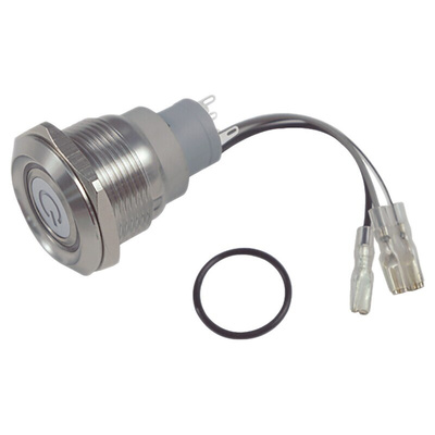 RS PRO Illuminated Push Button Switch, Momentary, Panel Mount, 30.2mm Cutout, SPDT, Blue, Green, Red LED, 220V, IP67