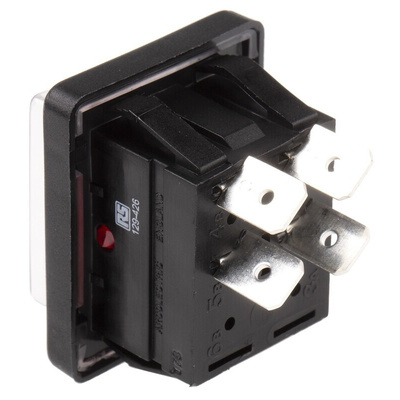 Arcolectric (Bulgin) Ltd Illuminated DPST, On-Off Rocker Switch Panel Mount