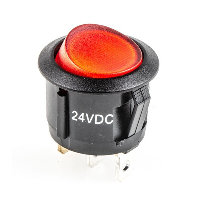 RS PRO Illuminated SPST, On-Off Rocker Switch Panel Mount