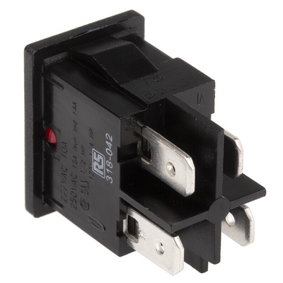 Arcolectric (Bulgin) Ltd Illuminated DPST, On-Off Rocker Switch Panel Mount