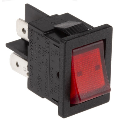 Arcolectric (Bulgin) Ltd Illuminated DPST, On-Off Rocker Switch Panel Mount