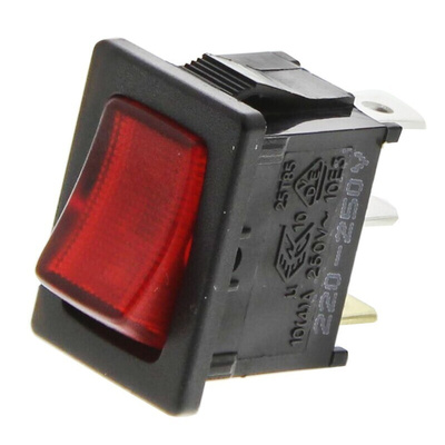RS PRO Illuminated SPST, On-Off Rocker Switch Panel Mount