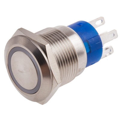 RS PRO Illuminated Push Button Switch, Momentary, Panel Mount, 19.2mm Cutout, SPDT, Yellow LED, 250V ac, IP67