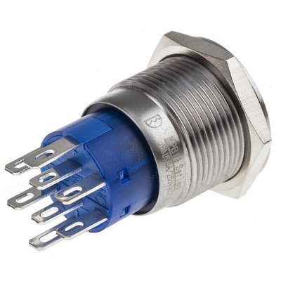 RS PRO Illuminated Push Button Switch, Momentary, Panel Mount, 19.2mm Cutout, DPDT, Yellow LED, 250V ac, IP67