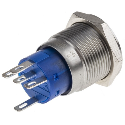 RS PRO Illuminated Push Button Switch, Latching, Panel Mount, 19.2mm Cutout, SPDT, Green LED, 250V ac, IP67