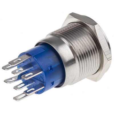 RS PRO Illuminated Push Button Switch, Momentary, Panel Mount, 19.2mm Cutout, DPDT, White LED, 250V ac, IP67