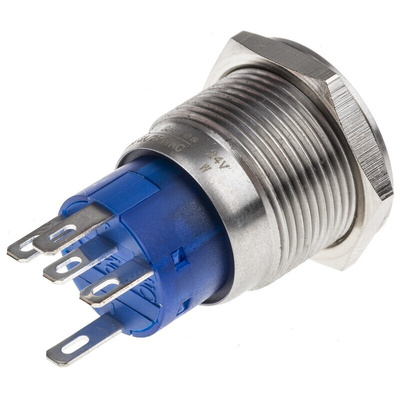 RS PRO Illuminated Push Button Switch, Latching, Panel Mount, 19.2mm Cutout, SPDT, White LED, 250V ac, IP67