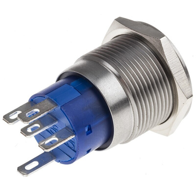 RS PRO Illuminated Push Button Switch, Momentary, Panel Mount, 19.2mm Cutout, SPDT, White LED, 24V, IP67