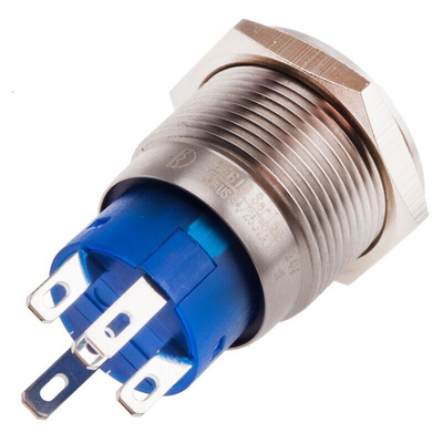 RS PRO Illuminated Push Button Switch, Latching, Panel Mount, 19.2mm Cutout, SPDT, White LED, 250V ac, IP67