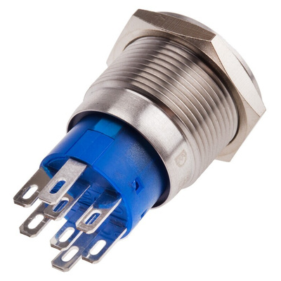 RS PRO Illuminated Push Button Switch, Momentary, Panel Mount, 19.2mm Cutout, DPDT, White LED, 250V ac, IP67