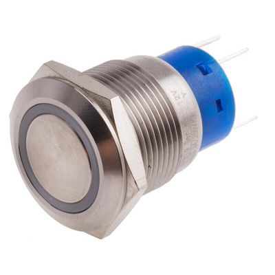 RS PRO Illuminated Push Button Switch, Momentary, Panel Mount, 19.2mm Cutout, SPDT, Yellow LED, 250V ac, IP67
