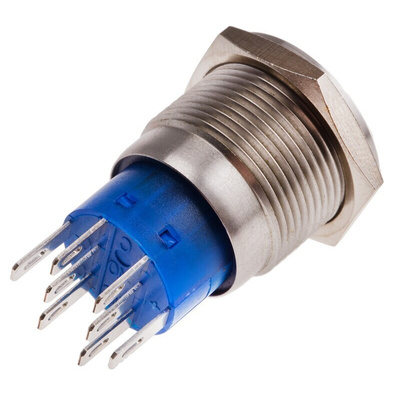 RS PRO Illuminated Push Button Switch, Momentary, Panel Mount, 19.2mm Cutout, DPDT, Green LED, 250V ac, IP67