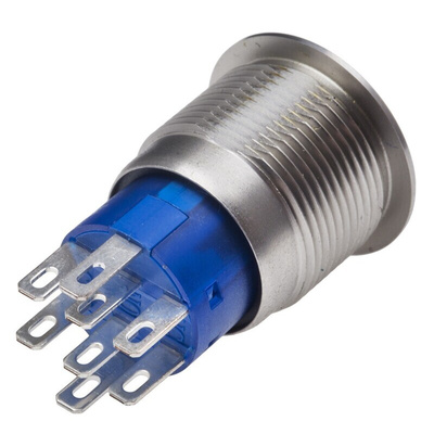 RS PRO Illuminated Push Button Switch, Momentary, Panel Mount, 19.2mm Cutout, DPDT, Red LED, 250V ac, IP67