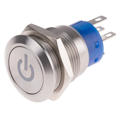 RS PRO Illuminated Push Button Switch, Latching, Panel Mount, 19mm Cutout, SPDT, White LED, 250V ac, IP67