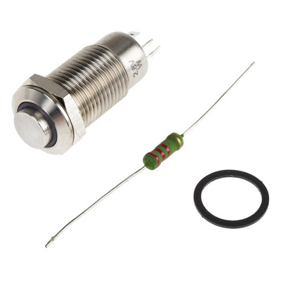 RS PRO Illuminated Push Button Switch, Latching, Panel Mount, 12mm Cutout, SPST, White LED, 24V ac/dc, IP40