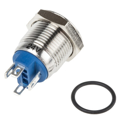 RS PRO Illuminated Push Button Switch, Momentary, Panel Mount, 12mm Cutout, SPST, Yellow LED, 24V ac/dc, IP65, IP67