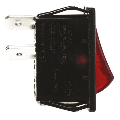 Arcolectric (Bulgin) Ltd Illuminated DPST, On-Off Rocker Switch Panel Mount