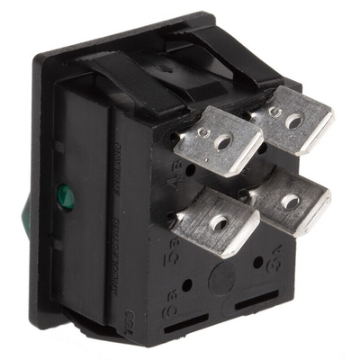 Arcolectric (Bulgin) Ltd Illuminated DPST, On-Off Rocker Switch Panel Mount