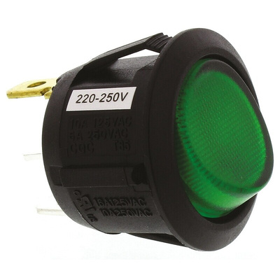 Arcolectric (Bulgin) Ltd Illuminated SPST, On-Off Rocker Switch Panel Mount