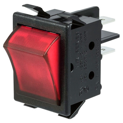 ZF Illuminated DPST, On-None-Off Rocker Switch Panel Mount