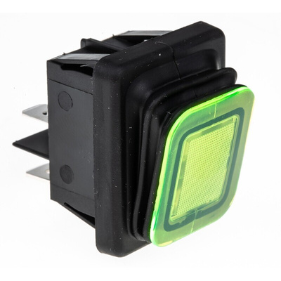 Molveno Illuminated DPST, On-None-Off Rocker Switch Panel Mount