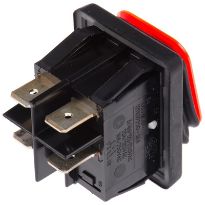 Molveno Illuminated DPST, On-None-Off Rocker Switch Panel Mount
