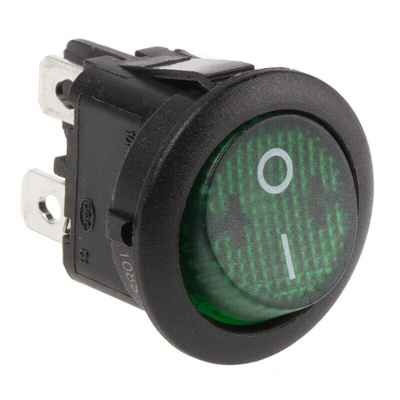 APEM Illuminated DPST, On-Off Rocker Switch Panel Mount