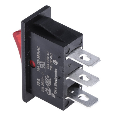 TE Connectivity Illuminated SPST, On-Off Rocker Switch Panel Mount