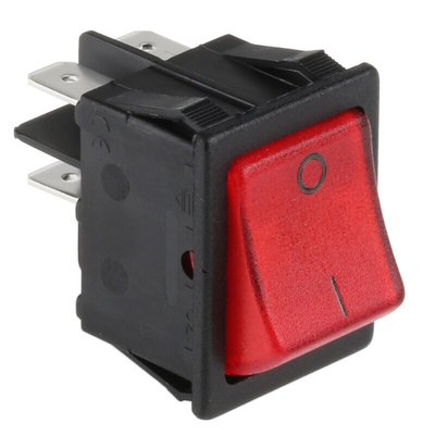 Molveno Illuminated DPST, On-None-Off Rocker Switch Panel Mount