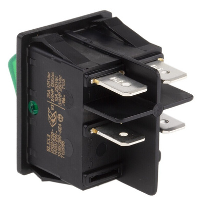 Molveno Illuminated DPST, On-None-Off Rocker Switch Panel Mount