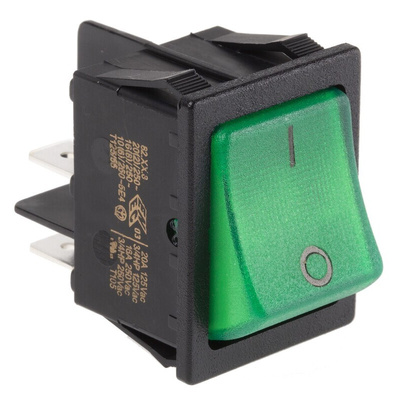 Molveno Illuminated DPST, On-None-Off Rocker Switch Panel Mount