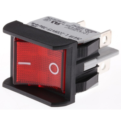 Apem Illuminated DPST, On-None-Off Rocker Switch Panel Mount