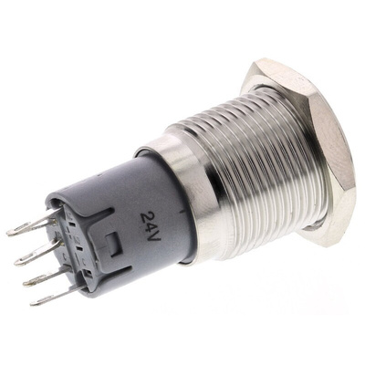 RS PRO Illuminated Push Button Switch, Momentary, Panel Mount, 16mm Cutout, SPDT, Yellow LED, 250V ac, IP65, IP67