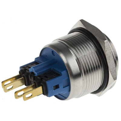 RS PRO Push Button Switch, Momentary, Panel Mount, 22mm Cutout, SPDT, 250V ac, IP67