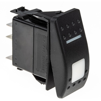 Carling Technologies Illuminated SPST, On-None-Off Rocker Switch Panel Mount