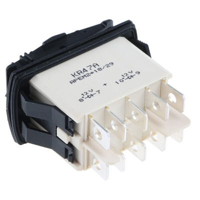 APEM Illuminated DPDT, (On)-Off-(On) Rocker Switch Panel Mount