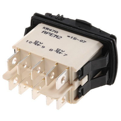APEM Illuminated DPDT, (On)-Off-(On) Rocker Switch Panel Mount