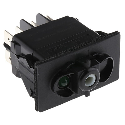 Carlingswitch Illuminated DPDT, Latching Rocker Switch Panel Mount