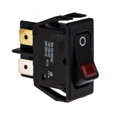 Marquardt Illuminated DPST, On-None-Off Rocker Switch Panel Mount
