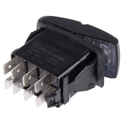 Carling Technologies Illuminated DPST, On-(On) Rocker Switch Panel Mount
