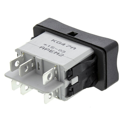 APEM DPDT, (On)-Off-(On) Rocker Switch Panel Mount