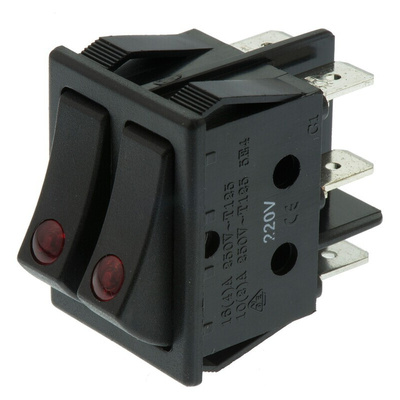 ZF DPST, On-None-Off Rocker Switch Panel Mount