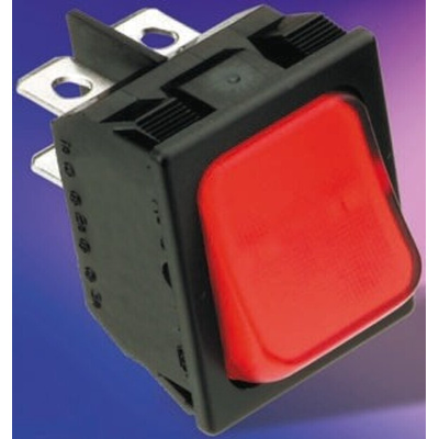 TE Connectivity Illuminated DPST, On-Off Rocker Switch Panel Mount