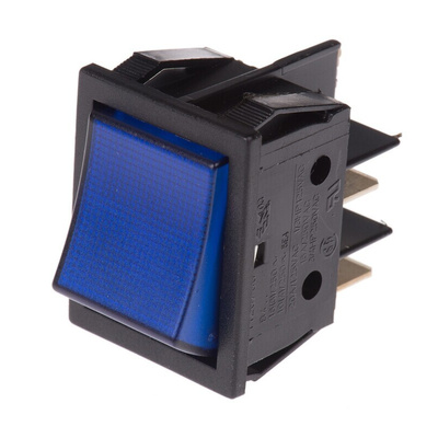 Molveno Illuminated DPST, On-None-Off Rocker Switch Panel Mount